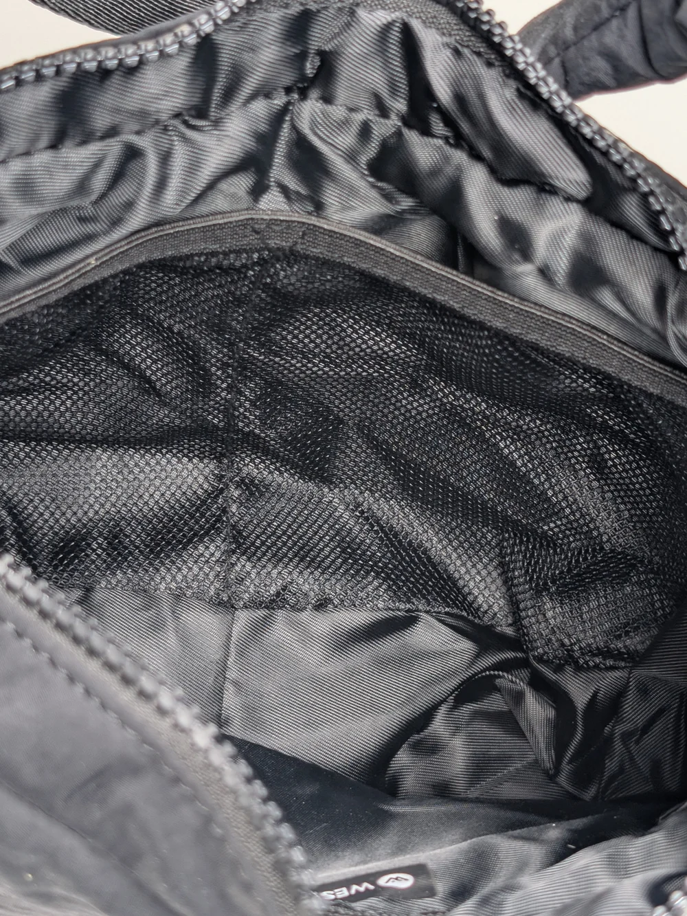 NWT Westbronco Black Quilted Nylon Crescent Shoulder Bag Crossbody Hobo